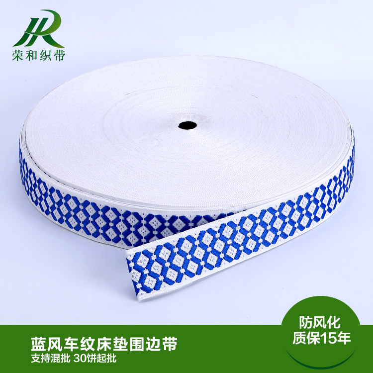 藍風車紋床墊圍邊帶